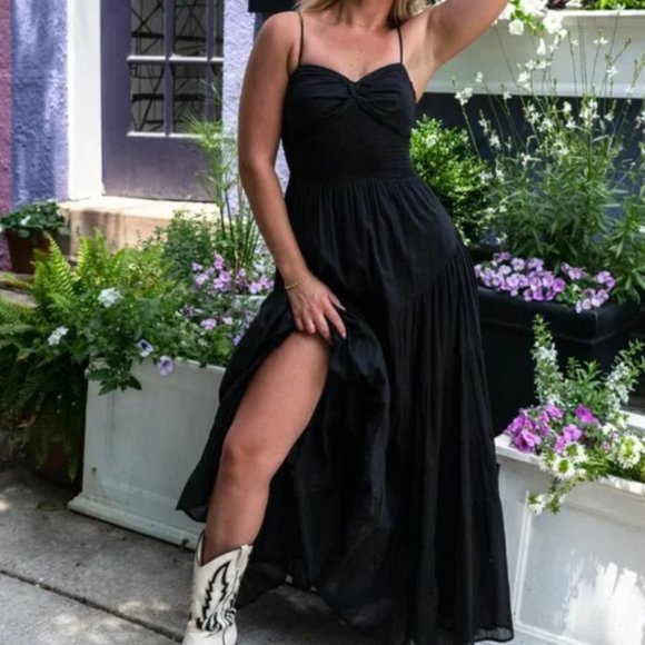 Free People Dresses & Skirts - Free People Sundrenched Solid Maxi Dress Black